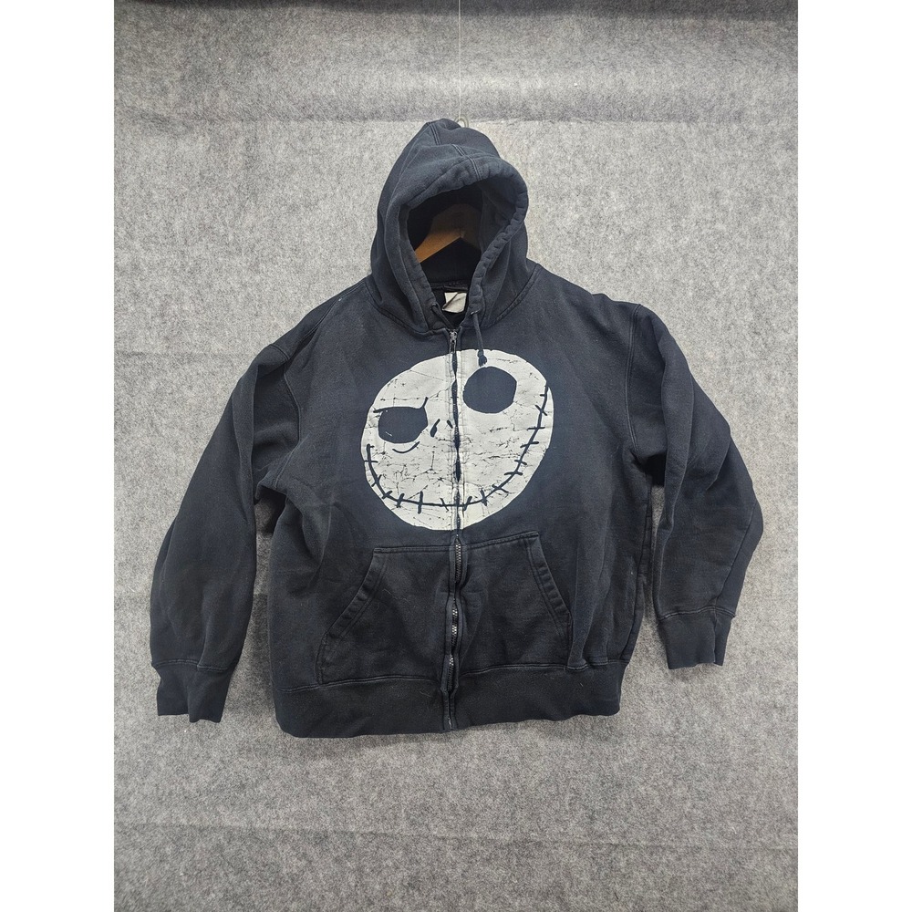 Vintage The Nightmare Before Christmas Jack Skellington Zip‎ Up Hoodie Womens XL